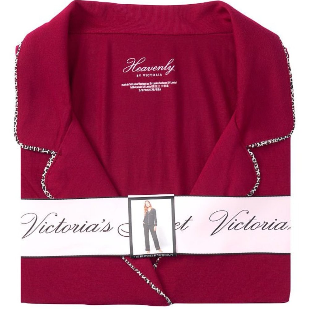 VS XS Regular 30" Inseam Modal PJ Set Red with Leopard Piping NWT - Picture 14 of 16